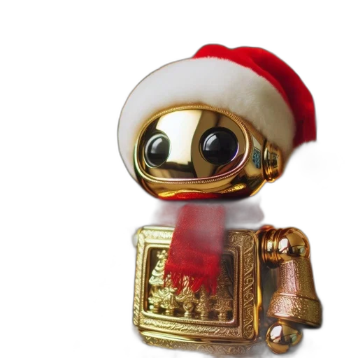 robot, jewelry, 3d render, festive, setting, golden, robotic, figure transparent PNG cut-out
