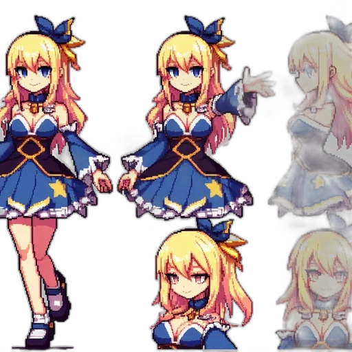pixel art, anime, concept art, fantasy art, blue, monochrome, dark, colorful transparent PNG cut-out