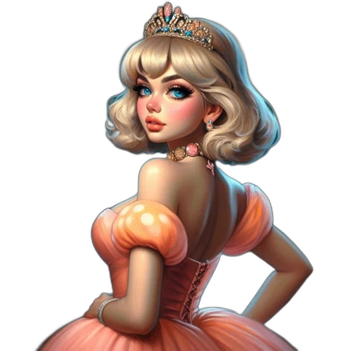 dress, crown, staff, jewelry, fantasy art, concept art, photorealistic, 3d render transparent PNG cut-out