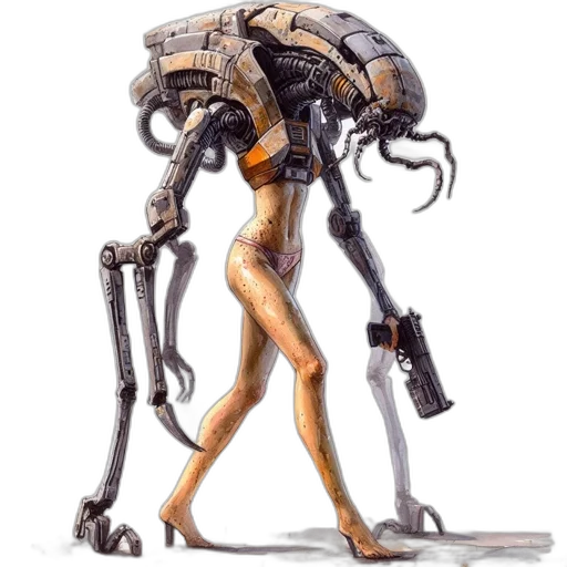 robot, creature, weapon, concept art, cyberpunk, fantasy art, 3d render, advanced transparent PNG cut-out