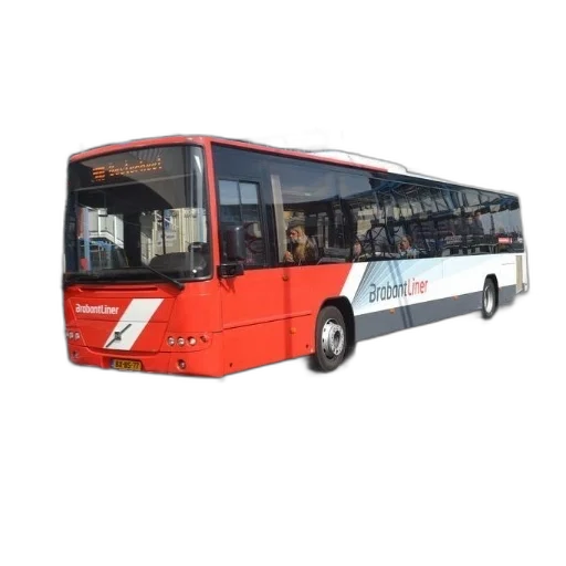 staff, 3d render, photorealistic, red, white, bus, word, brabantliner transparent PNG cut-out