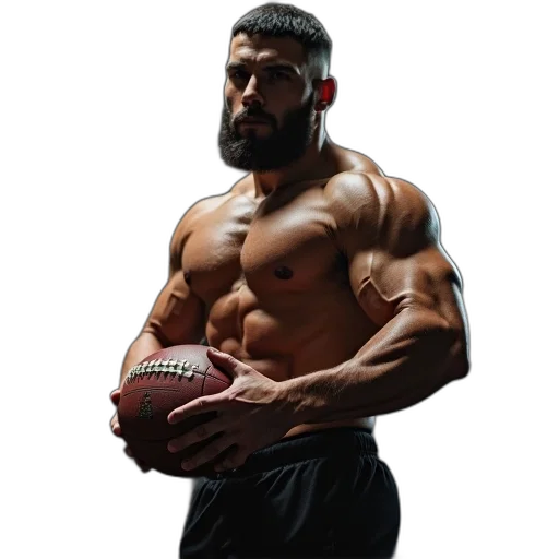 photorealistic, bodybuilding, athlete, holding transparent PNG cut-out