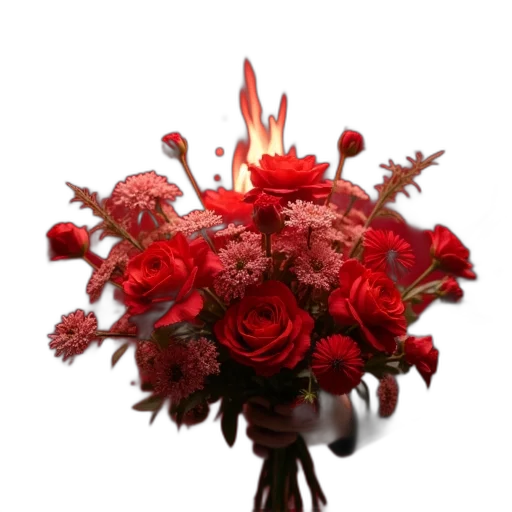 flower, crown, 3d render, photorealistic, fire, red, star, winner transparent PNG cut-out