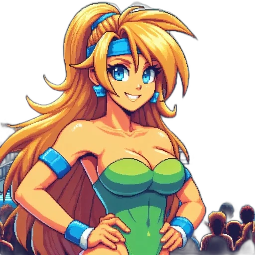 dress, pixel art, anime, fantasy art, concept art, blue, colorful, green transparent PNG cut-out