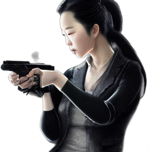 weapon, staff, jacket, photorealistic transparent PNG cut-out