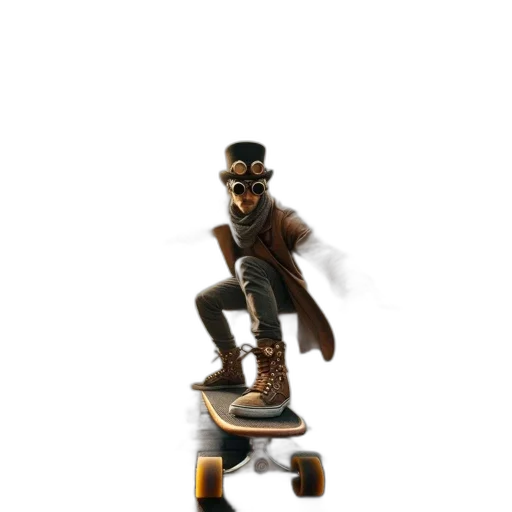 robot, staff, 3d render, concept art, photorealistic, cartoon, steampunk, cityscape transparent PNG cut-out