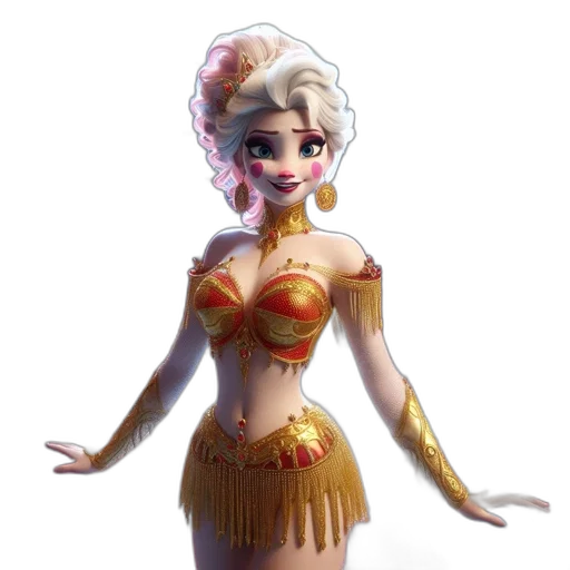 dress, staff, crown, concept art, fantasy art, 3d render, pixel art, gold transparent PNG cut-out