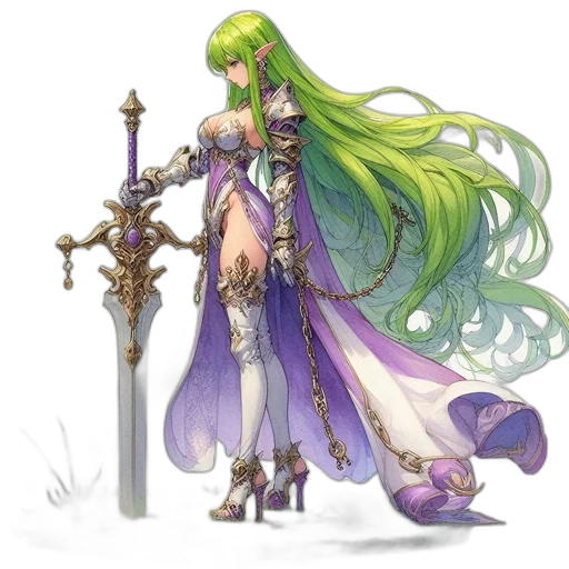 sword, weapon, staff, dress, fantasy art, concept art, pixel art, watercolor transparent PNG cut-out