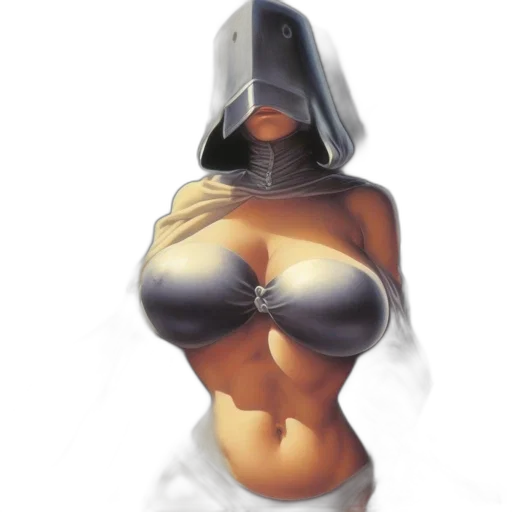 robot, mask, dress, sword, concept art, fantasy art, 3d render, comic book art transparent PNG cut-out