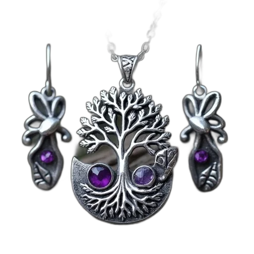 jewelry, mask, crown, silver, necklace, pendant, featuring, tree transparent PNG cut-out