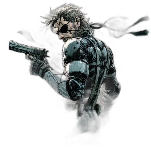 weapon, comic book art, concept art, cyberpunk, fantasy art, solitary, figure, donning transparent PNG cut-out