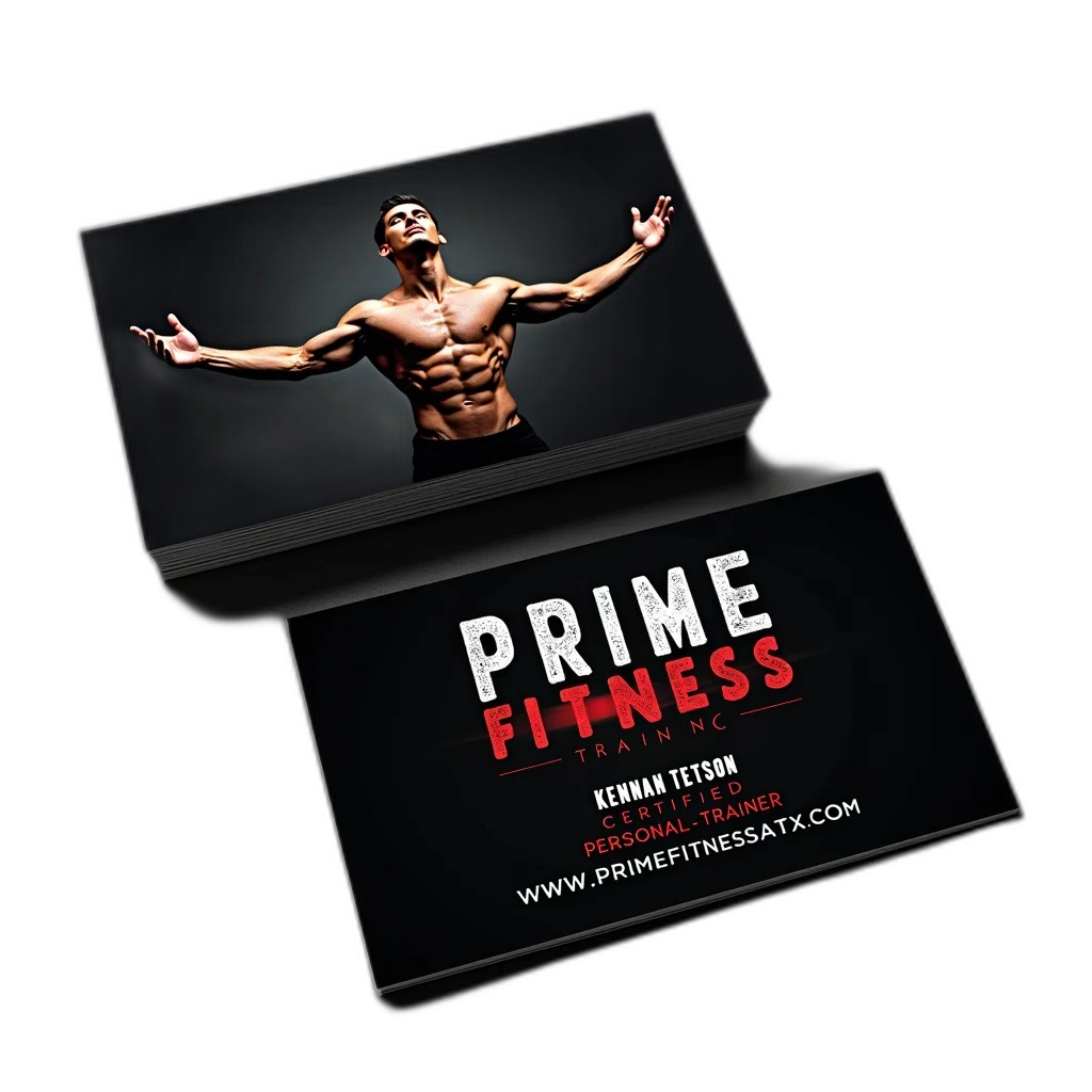 business, card, dark, background, featuring, stylized, image, muscular transparent PNG cut-out