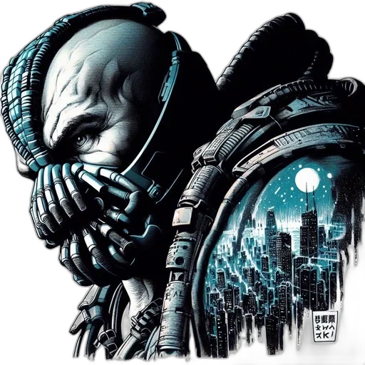 mask, comic book art, concept art, cyberpunk, figure, wearing, mechanical, part transparent PNG cut-out