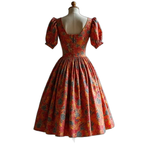 dress, red, back, mccall, pattern, made, vintage transparent PNG cut-out