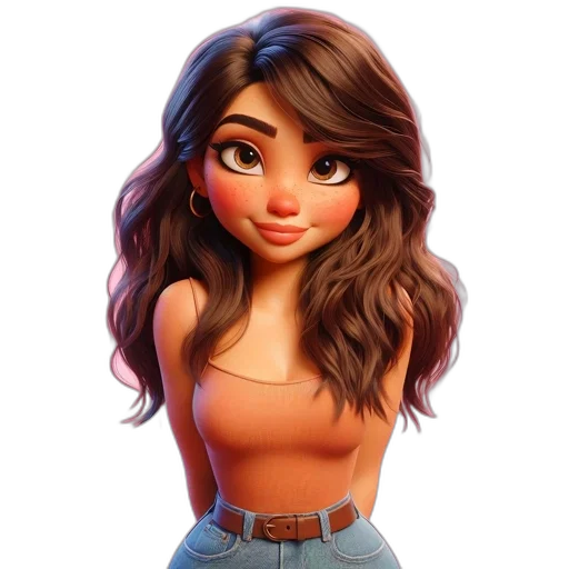 hair, dress, face, jewelry, cartoon, photorealistic, 3d render, concept art transparent PNG cut-out