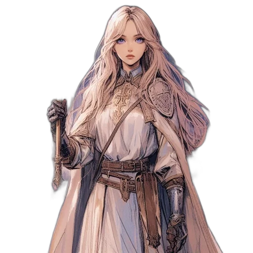 staff, sword, dress, dragon, fantasy art, concept art, pixel art, anime transparent PNG cut-out