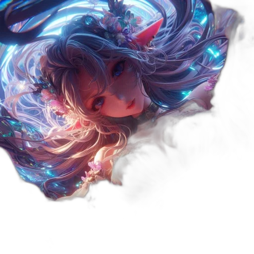 dragon, hair, face, mask, fantasy art, concept art, anime, photorealistic transparent PNG cut-out