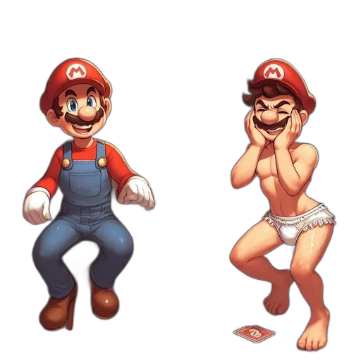 pixel art, concept art, 3d render, fantasy art, mario, begins, soberly, drinking transparent PNG cut-out