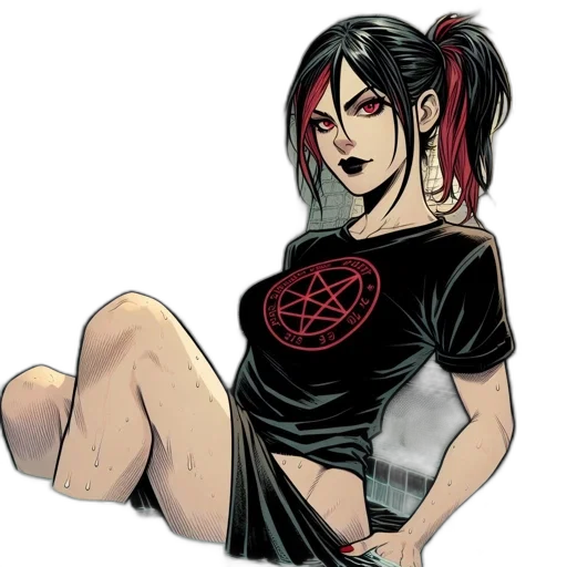 comic book art, concept art, pixel art, cartoon, red, female, character, glowing transparent PNG cut-out