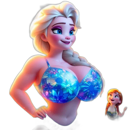 dress, 3d render, concept art, fantasy art, cartoon, underwater, snow, two transparent PNG cut-out