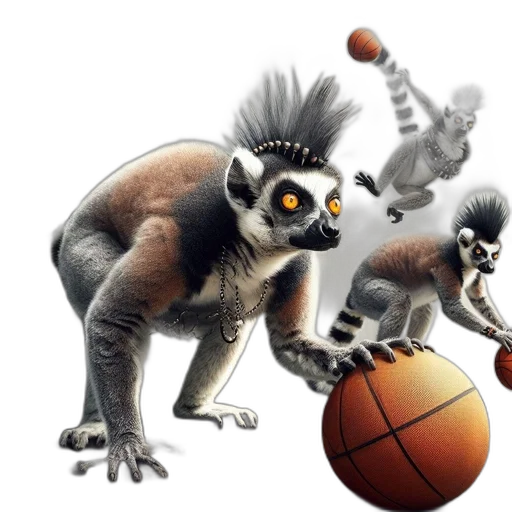 animal, creature, concept art, 3d render, photorealistic, fantasy art, group, basketball-playing transparent PNG cut-out