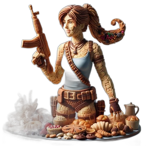 food, weapon, concept art, fantasy art, 3d render, pixel art, edible, sculpture transparent PNG cut-out