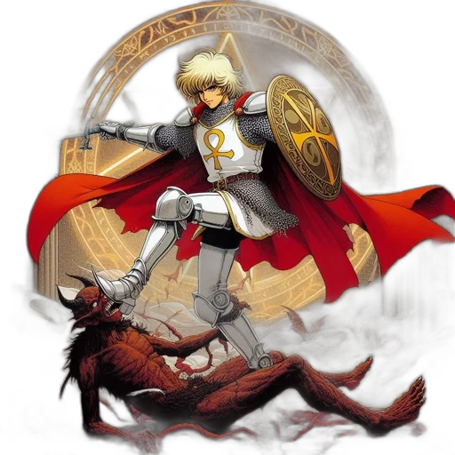 sword, dragon, fantasy art, pixel art, concept art, comic book art, warrior, white transparent PNG cut-out