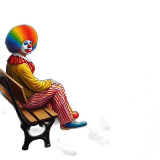 furniture, concept art, 3d render, clown, vivid, rainbow-colored, afro, wig transparent PNG cut-out