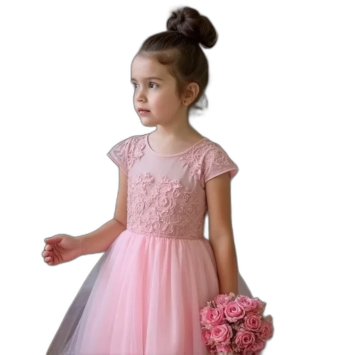 dress, photorealistic, 3d render, young, girl, pink, floral, pattern transparent PNG cut-out