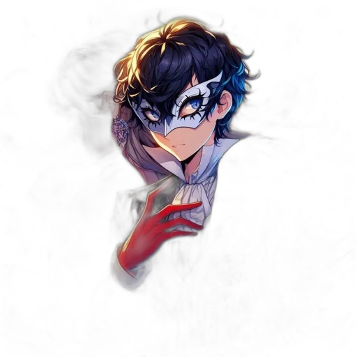 mask, face, weapon, comic book art, anime, watercolor, concept art, blue transparent PNG cut-out