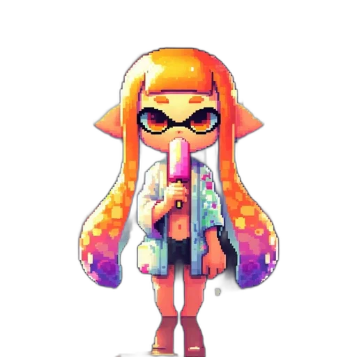 jacket, weapon, dress, staff, pixel art, concept art, watercolor, vaporwave transparent PNG cut-out