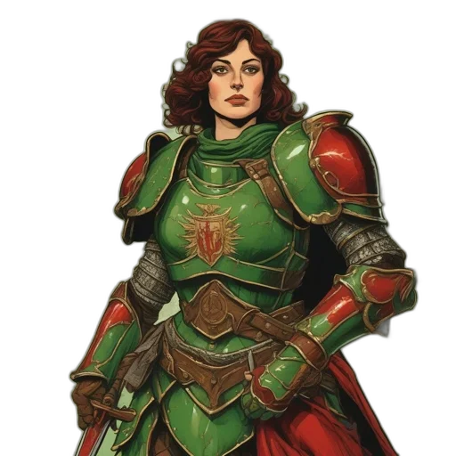 sword, concept art, fantasy art, comic book art, pixel art, green, red, earth tones transparent PNG cut-out