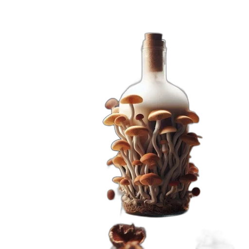 bottle, crown, food, jewelry, 3d render, photorealistic, concept art, earth tones transparent PNG cut-out