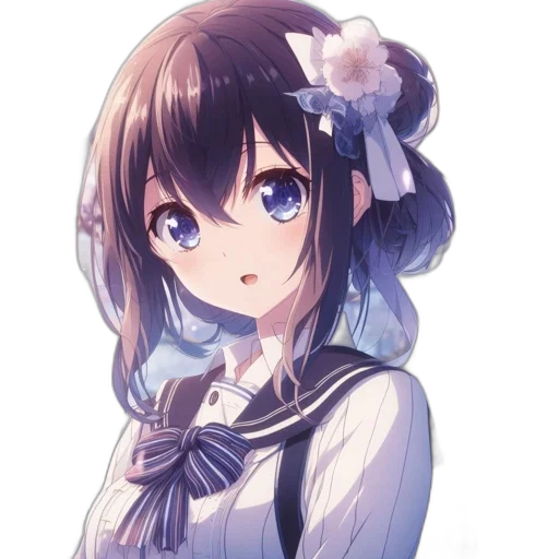 face, staff, dress, flower, anime, photorealistic, pixel art, concept art transparent PNG cut-out