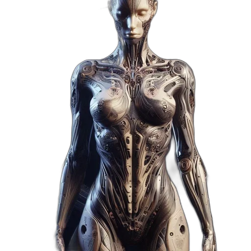 robot, dress, jewelry, creature, concept art, 3d render, cyberpunk, comic book art transparent PNG cut-out