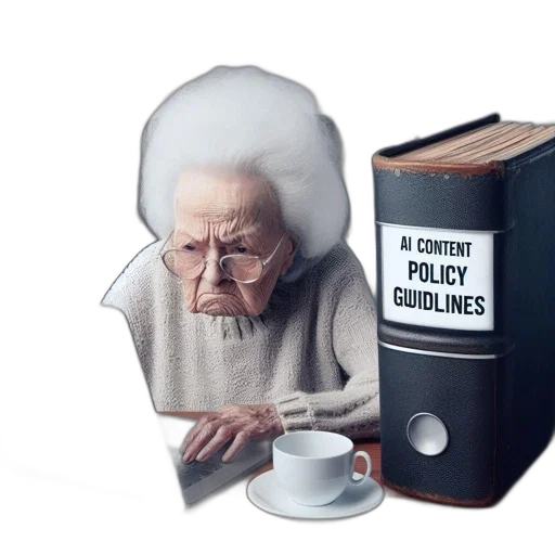 concept art, 3d render, elderly, woman, works, intently, laptop, next transparent PNG cut-out