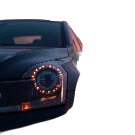 car, 3d render, concept art, photorealistic, cyberpunk, neon lights, police, parked transparent PNG cut-out