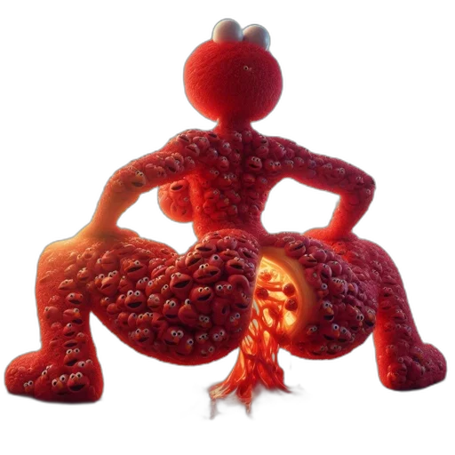 creature, food, animal, robot, 3d render, concept art, pixel art, red transparent PNG cut-out