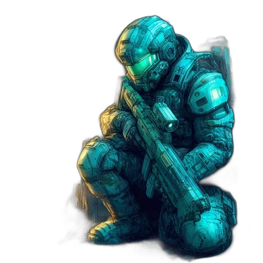 robot, weapon, creature, jacket, concept art, cyberpunk, pixel art, fantasy art transparent PNG cut-out