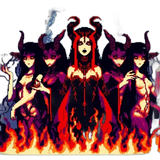 staff, pixel art, concept art, fantasy art, comic book art, fire, dark, red transparent PNG cut-out