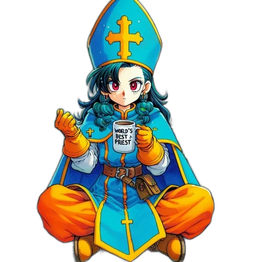 staff, pixel art, concept art, fantasy art, anime, animated, priest, blue transparent PNG cut-out