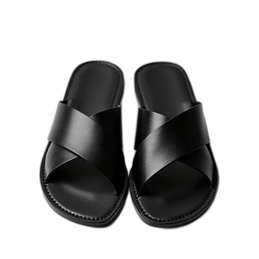 shoes, black, leather, cross transparent PNG cut-out