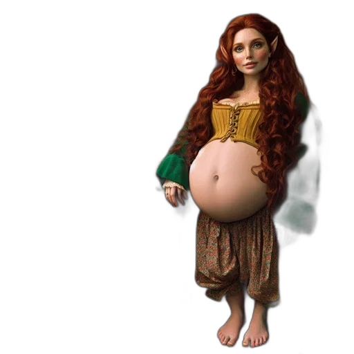 dress, 3d render, concept art, fantasy art, photorealistic, pregnant, woman, red transparent PNG cut-out
