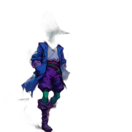 jacket, mask, sword, dragon, concept art, pixel art, fantasy art, watercolor transparent PNG cut-out