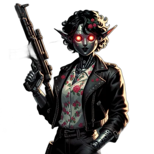 staff, mask, jacket, concept art, comic book art, pixel art, cyberpunk, futuristic transparent PNG cut-out