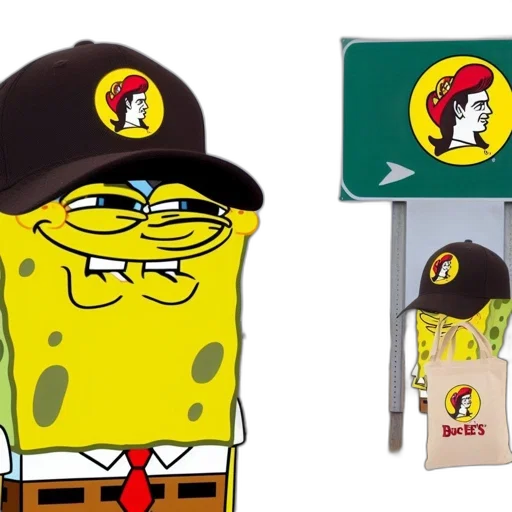 hat, jacket, spongebob, squarepants, wears, brown, cap, emblazoned transparent PNG cut-out