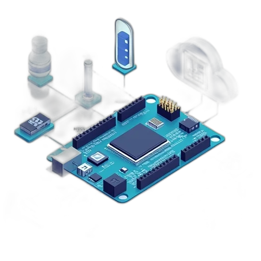 robot, 3d render, digital, illustration, iot, trainer, kit, various transparent PNG cut-out