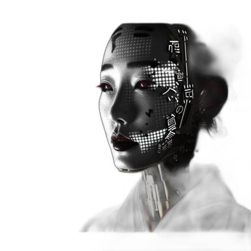 robot, mask, face, cyberpunk, concept art, 3d render, photorealistic, humanoid transparent PNG cut-out