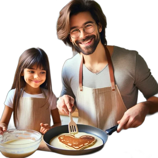 food, photorealistic, oil painting, cartoon, adult, male, apron, flips transparent PNG cut-out