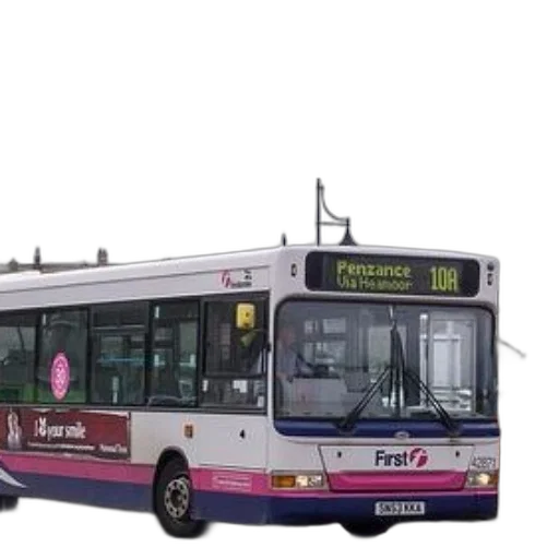 3d render, photorealistic, first, bus, route, number, 10a, traveling transparent PNG cut-out